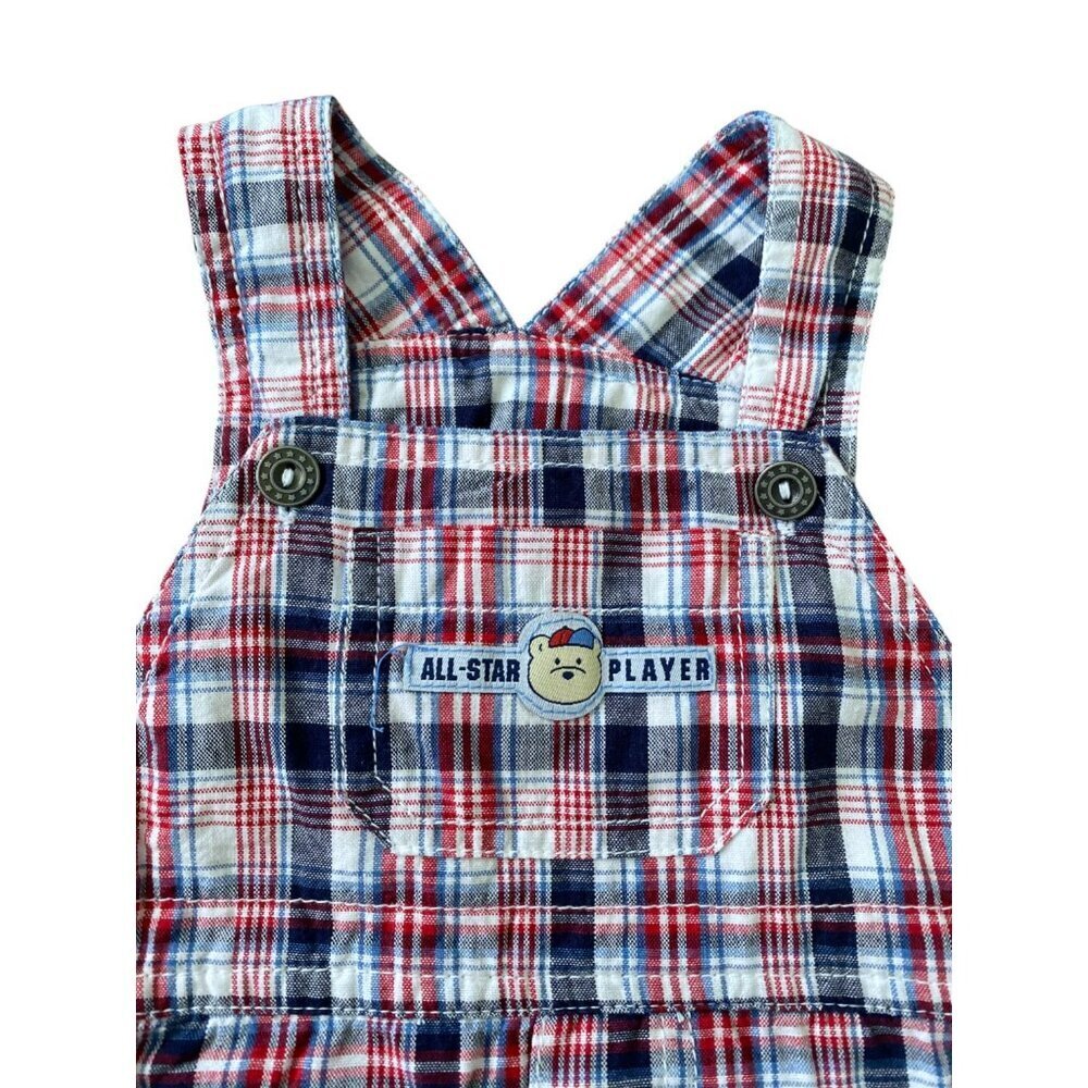 y2k Embroidered Baseball Overalls, shortalls 3-6 months - Picture 3 of 5